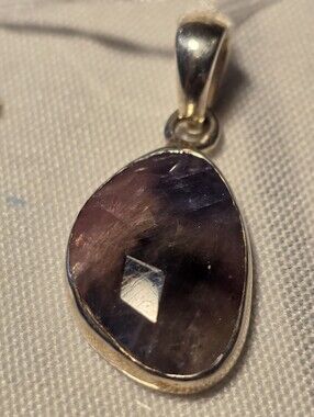 Sterling Silver Mixed Sapphire Facited Teardrop Pendant
